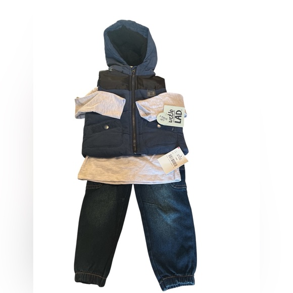 Little Lad Other - New Little Lad 3-Piece Outfit Set - 18 Months - Boys Hooded Vest, Henley & Jeans